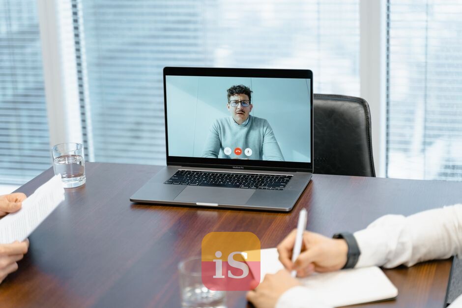 laptop video call desk